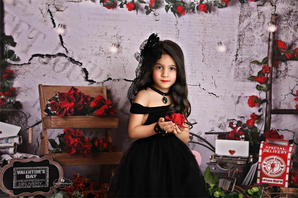 Avezano Roses And Love Hearts Decorations Valentine'S Day Photography Backdrop-AVEZANO